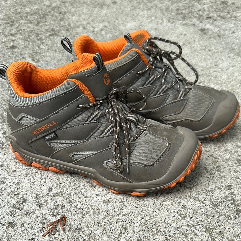 Merrell Gray and Orange Athletic Shoes with Rugged Outsole